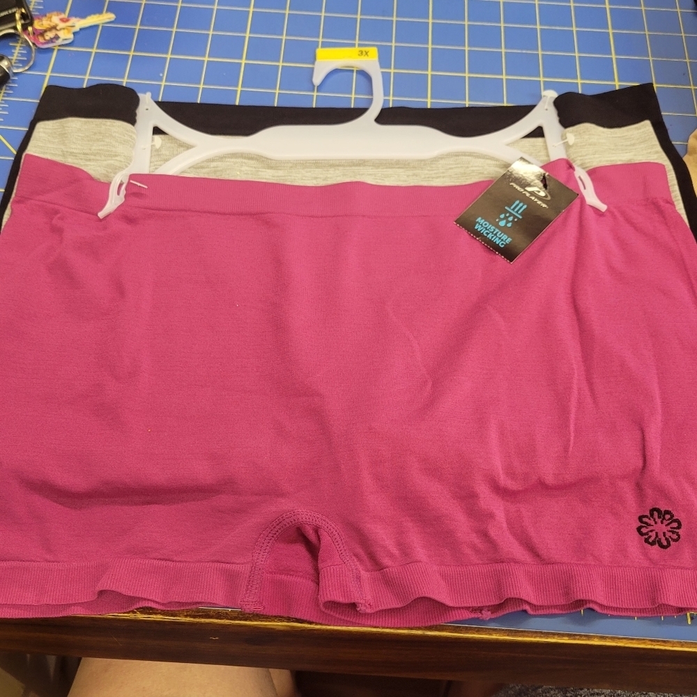 Pro-Player Moisture Wicking Boy Shorts 3X Set of 3 Pink Gray & Black